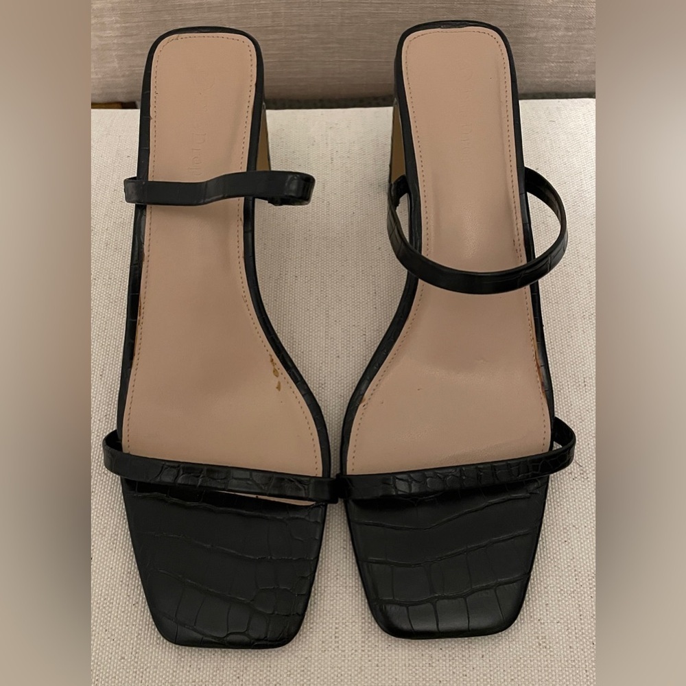 NWOT The Drop Women's Avery Square Toe Two Strap High Heeled Sandal - Picture 2 of 6
